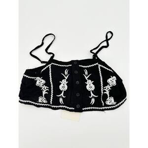 Native Rose LF Izzy Black White Embroidered Crop Top Women's Size 8 NWT